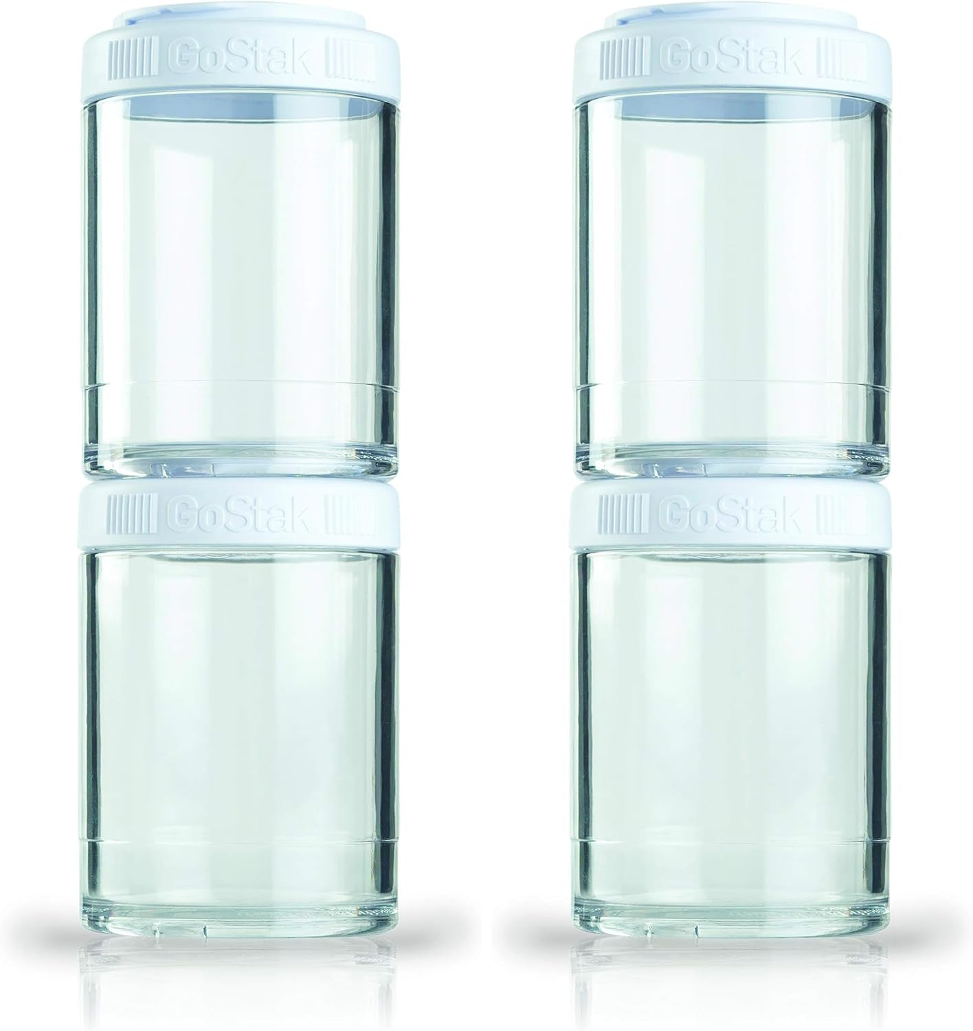 BlenderBottle GoStak Food Storage Containers for Protein Powder, Healthy Snacks, and Portion Control, 150cc 2-Pak, White (Pack of 2) לבן
