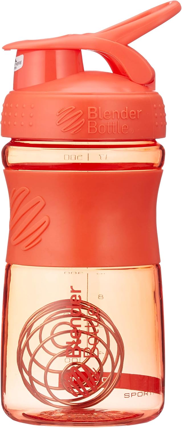 BlenderBottle SportMixer Tritan Grip Shaker Bottle, Coral/Coral, 20-Ounce