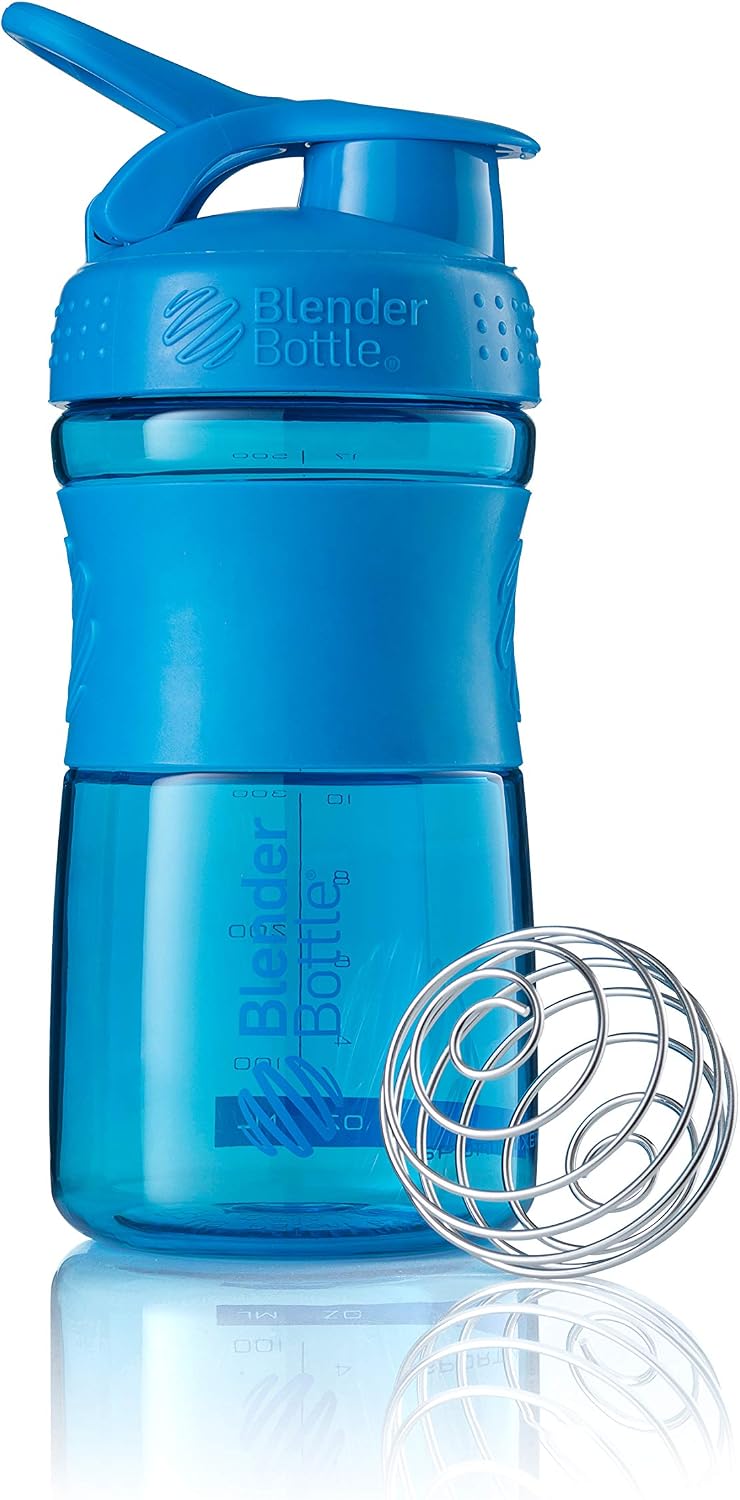 BlenderBottle SportMixer Tritan Grip Shaker Bottle, Cyan/Cyan, 20-Ounce (C01649)