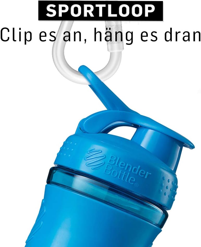 BlenderBottle SportMixer Tritan Grip Shaker Bottle, Cyan/Cyan, 20-Ounce (C01649)