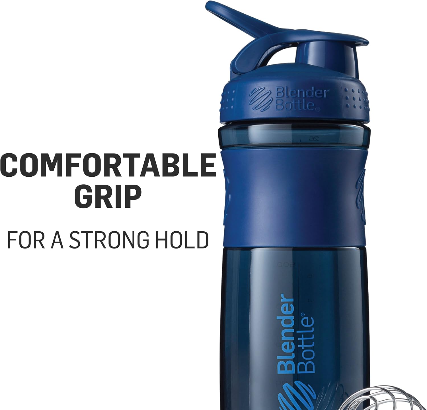 BlenderBottle SportMixer Tritan Grip Shaker Bottle, Black/White, 20-Ounce