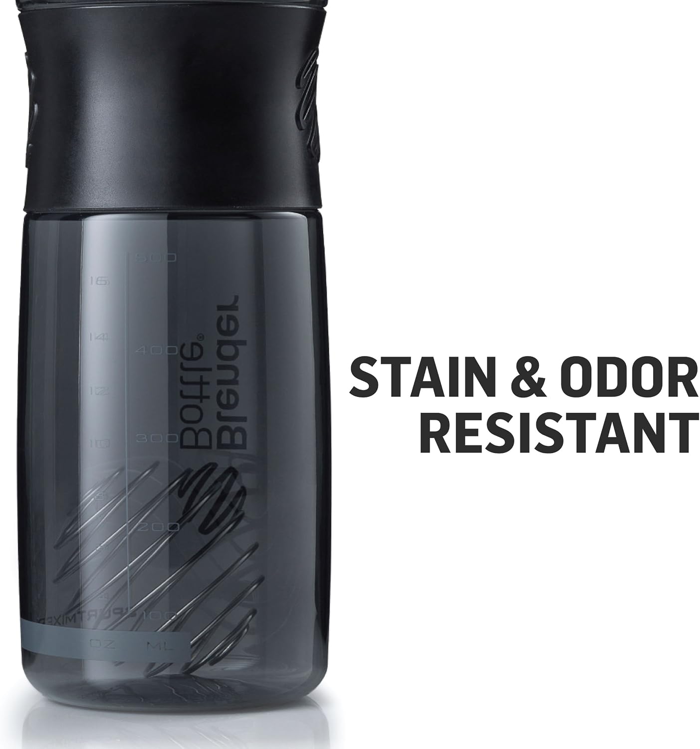 BlenderBottle SportMixer Tritan Grip Shaker Bottle, Black/White, 20-Ounce