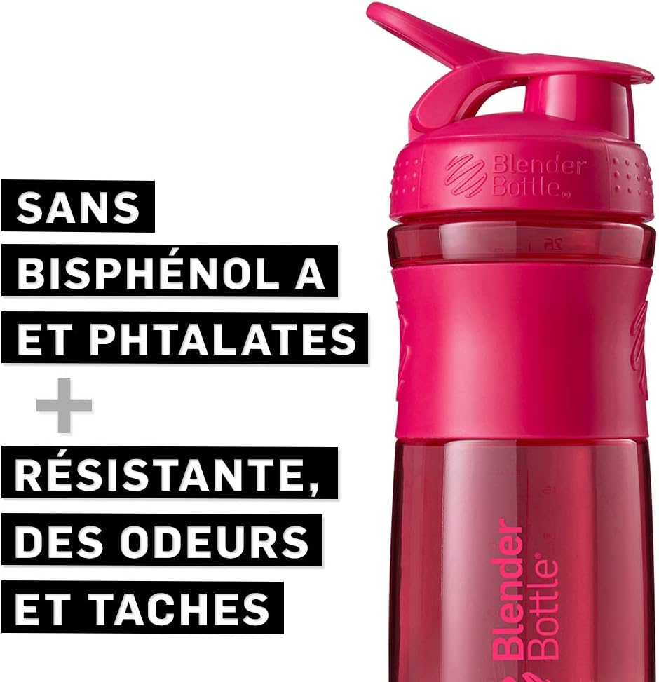 BlenderBottle SportMixer Tritan Grip Shaker Bottle, Pink/Pink, 20-Ounce
