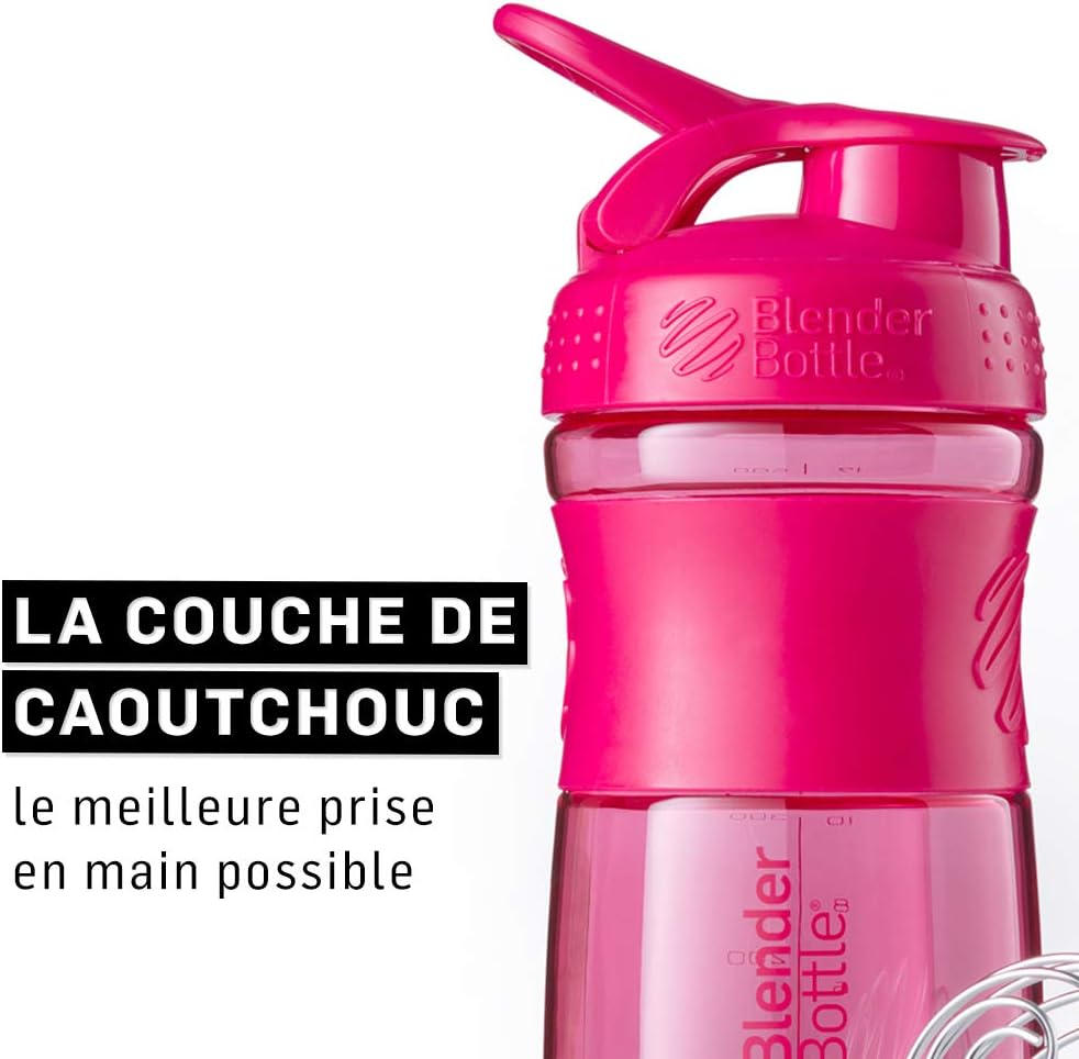 BlenderBottle SportMixer Tritan Grip Shaker Bottle, Pink/Pink, 20-Ounce