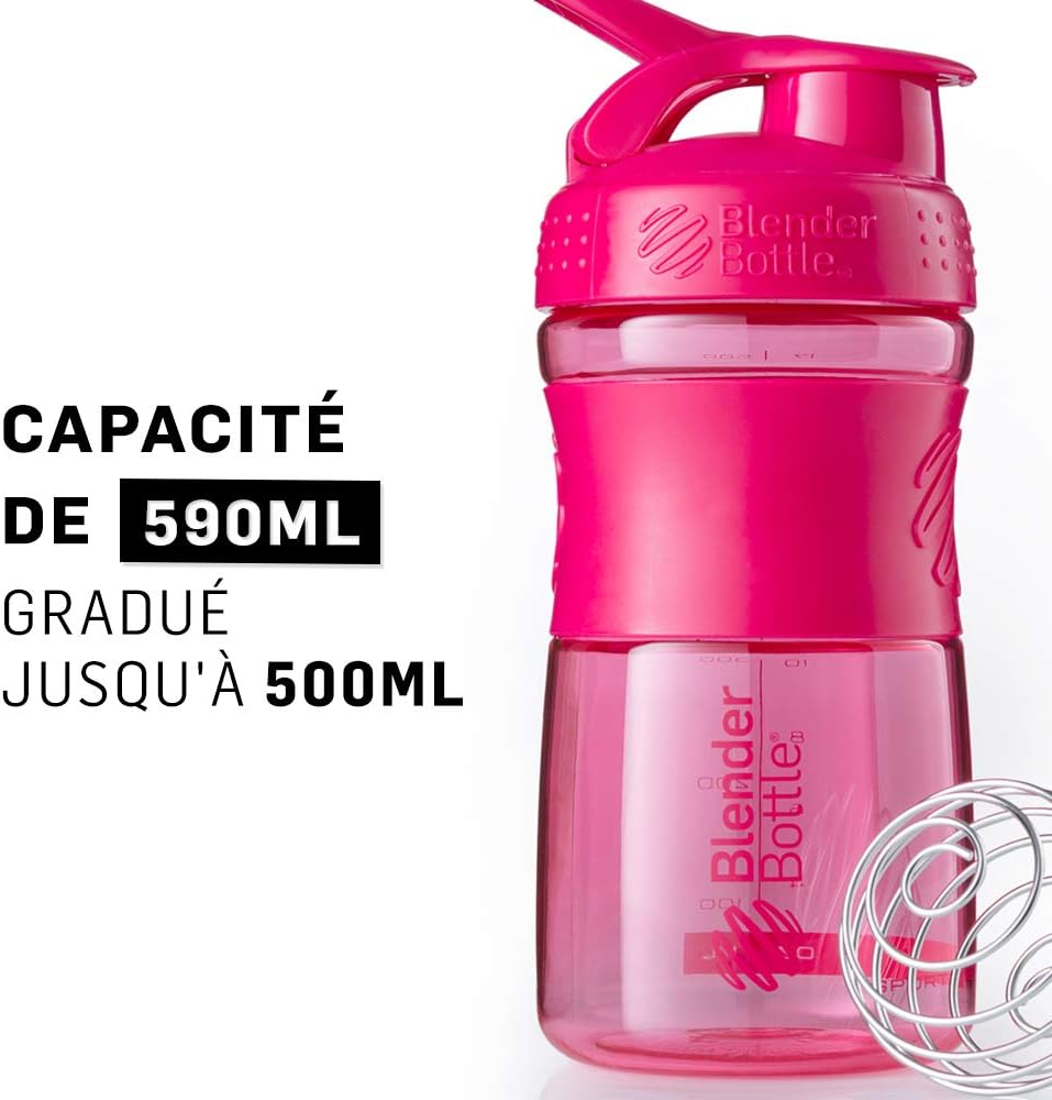 BlenderBottle SportMixer Tritan Grip Shaker Bottle, Pink/Pink, 20-Ounce
