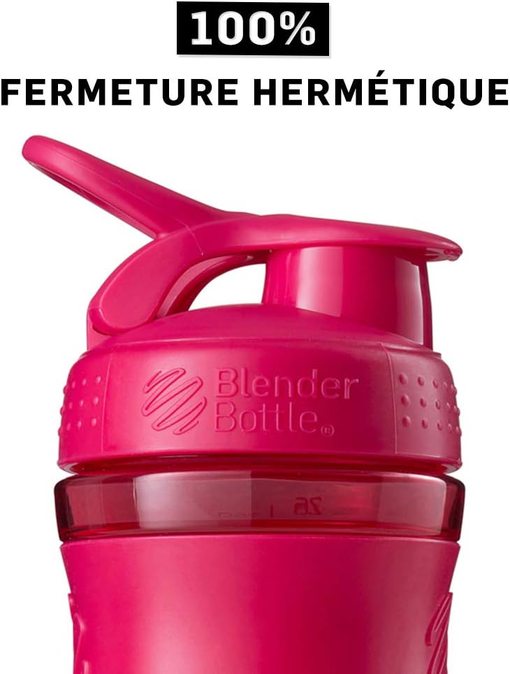 BlenderBottle SportMixer Tritan Grip Shaker Bottle, Pink/Pink, 20-Ounce