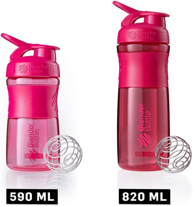 BlenderBottle SportMixer Tritan Grip Shaker Bottle, Pink/Pink, 20-Ounce