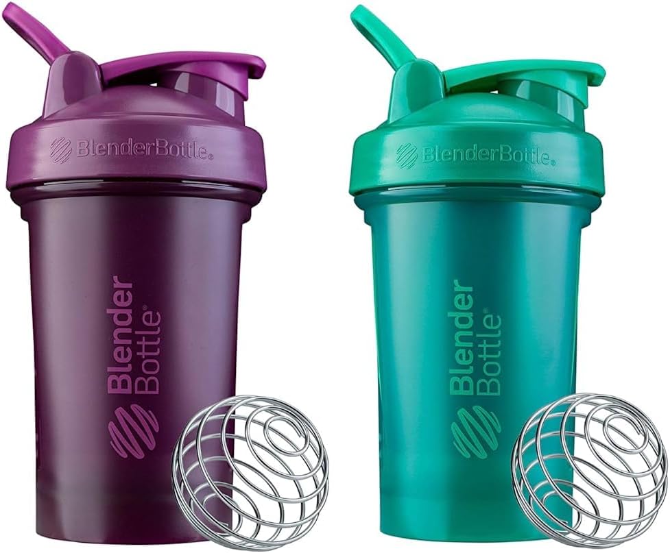 BlenderBottle Classic V2 Shaker Bottle Perfect for Protein Shakes and Pre Workout, 20-Ounce, Plum & Classic V2 Shaker Bottle Perfect for Protein Shakes and Pre Workout, 20-Ounce, Emerald Green