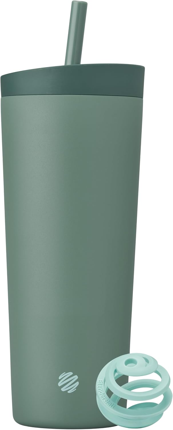 BlenderBottle Tumbler 2-in-1 Stainless Steel Shaker Bottle 24 oz, Sea Glass Seaglass