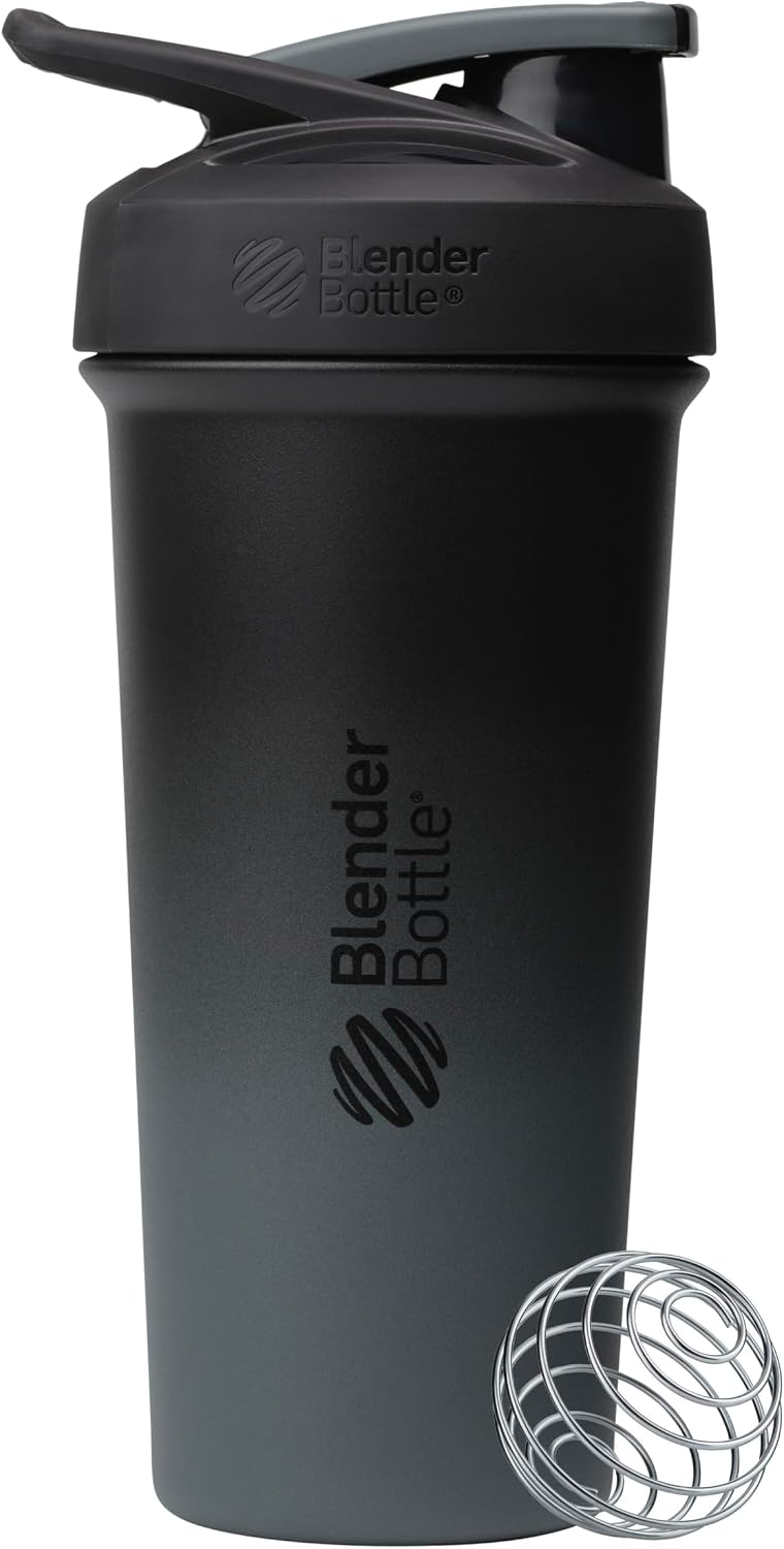 BlenderBottle Sport Sleek Stainless Steel Shaker Bottle 25 oz Black