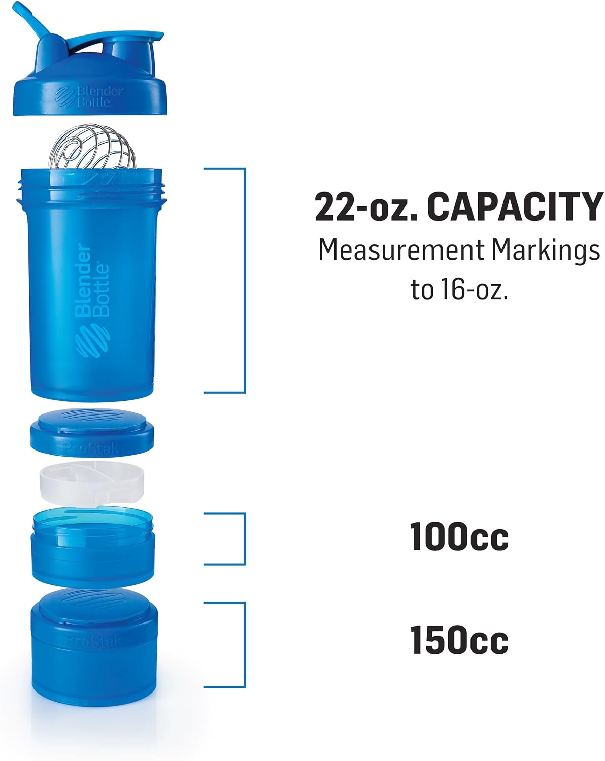 BlenderBottle ProStak Plastic Pill Organizer and Storage 22 oz Pebble Grey