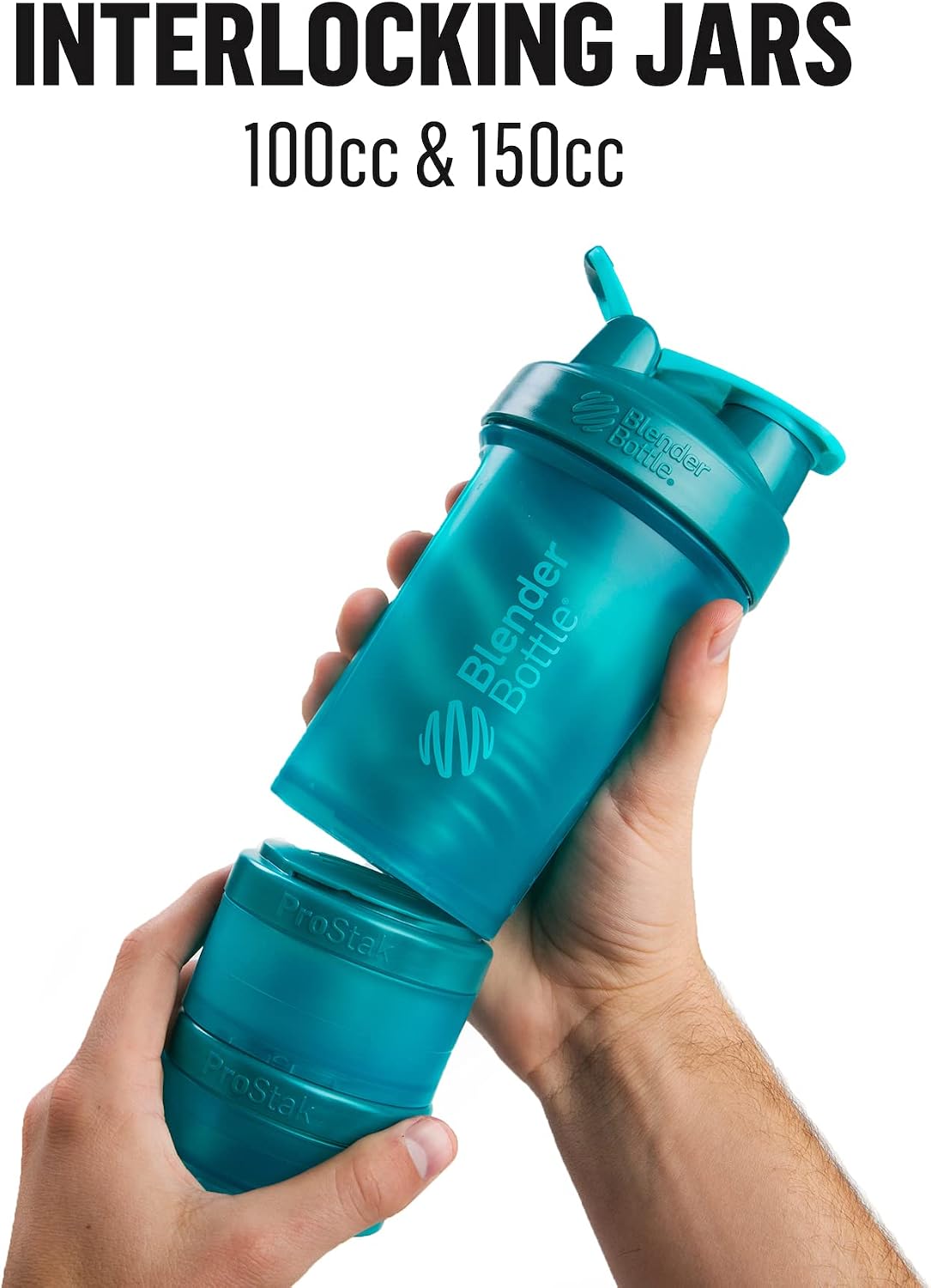BlenderBottle ProStak Plastic Pill Organizer and Storage 22 oz Pebble Grey