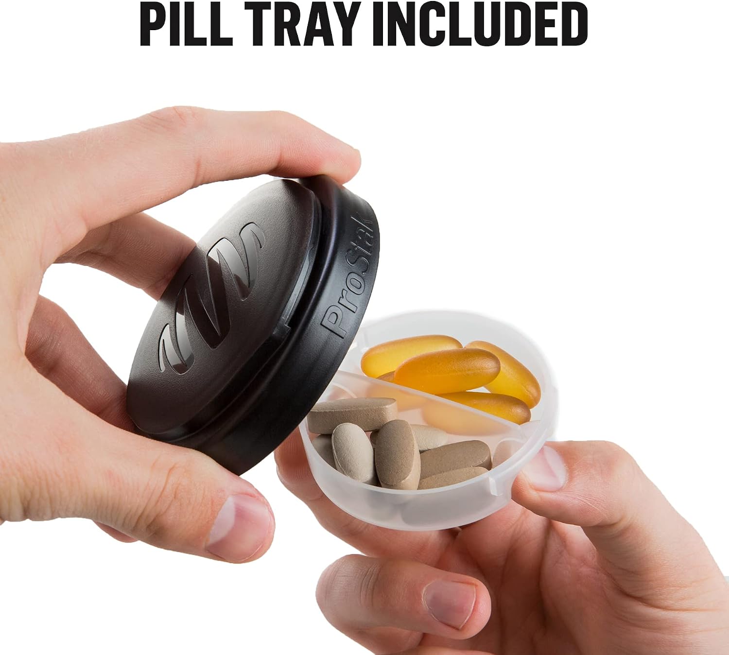 BlenderBottle ProStak Plastic Pill Organizer and Storage 22 oz Pebble Grey