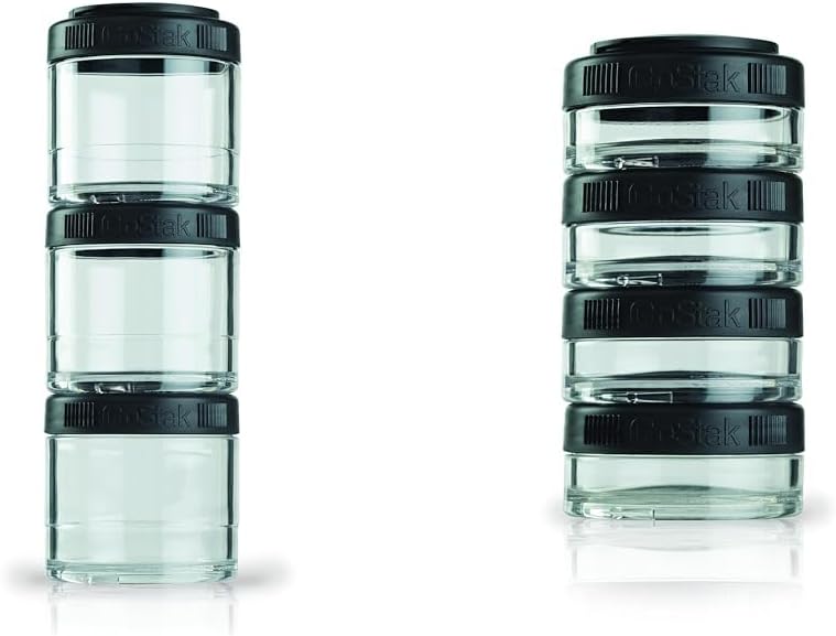 BlenderBottle GoStak 100cc 3-Pak & 40cc 4-Pak Food Storage Containers for Powder, Snacks