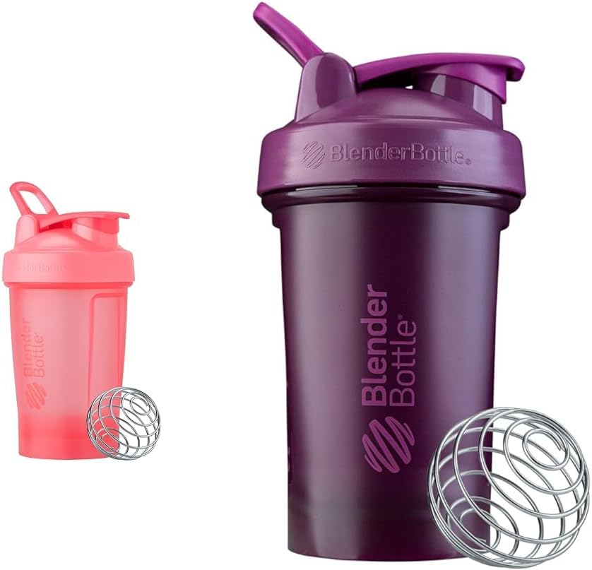 BlenderBottle Classic V2 20-Ounce Shaker Bottles, Light Pink and Plum