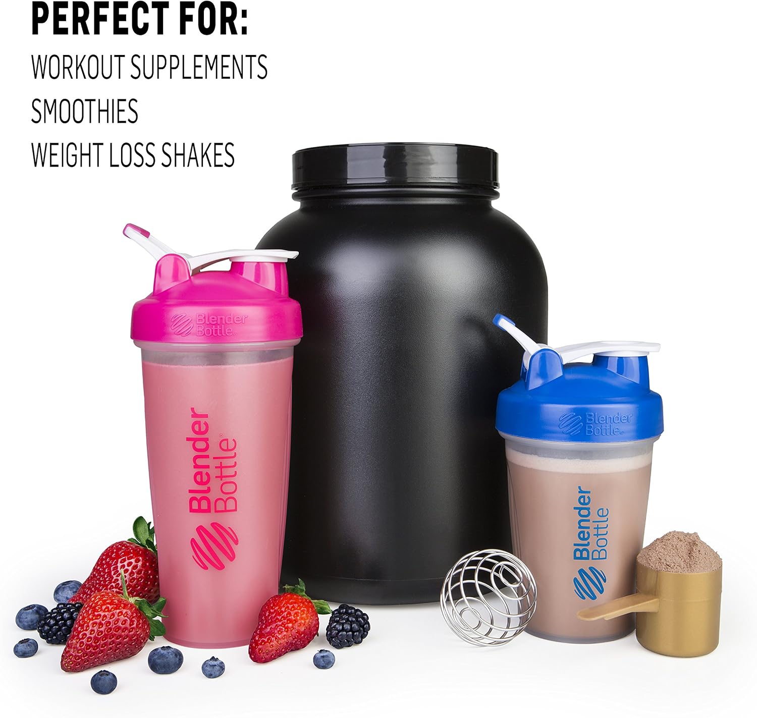 BlenderBottle Classic Loop Top Shaker Bottle, 20-Ounce, Clear/Black