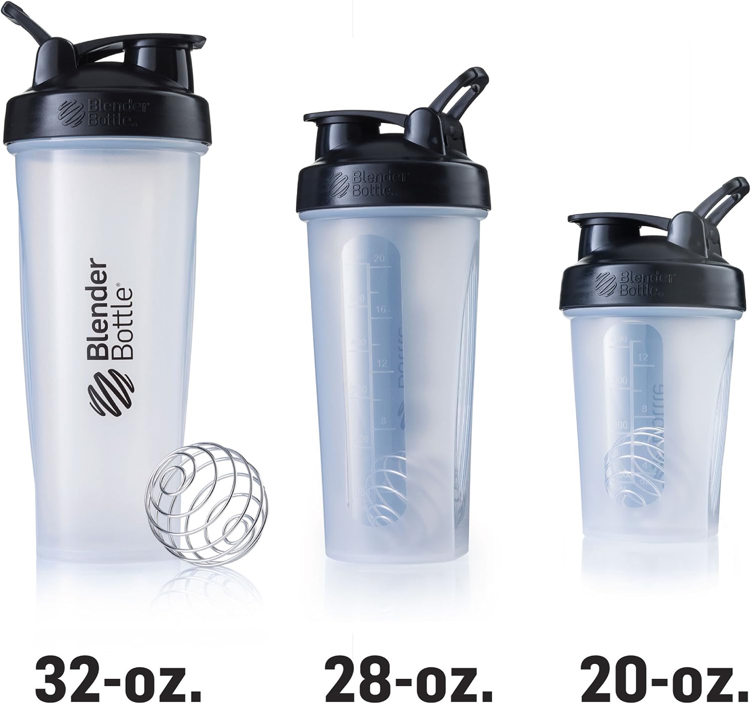 BlenderBottle Classic Loop Top Shaker Bottle, 20-Ounce, Clear/Black