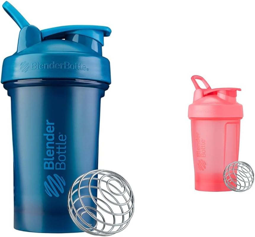 BlenderBottle Classic V2 20-Ounce Shaker Bottle Bundle, Ocean Blue and Light Pink