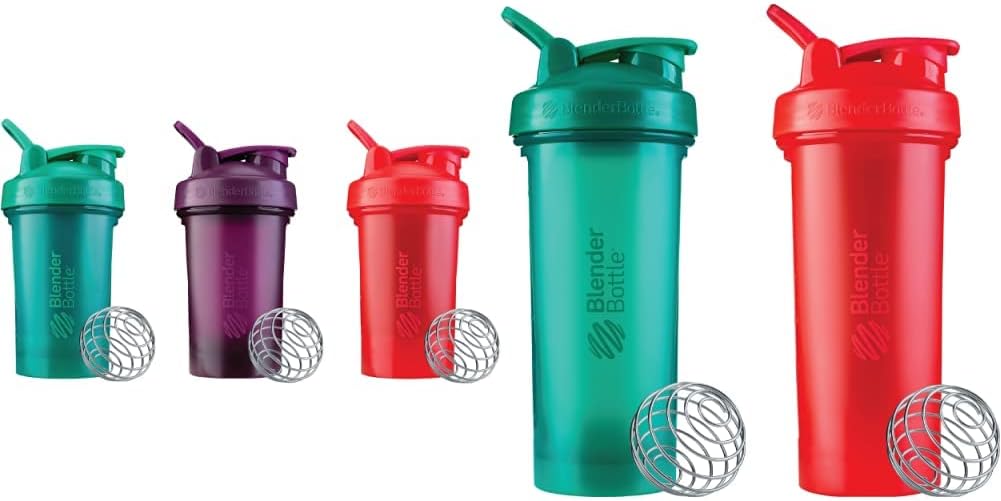 BlenderBottle Classic V2 20-Ounce Shaker Bottle, 3-Pack: Red, Green, and Plum & Classic V2 Shaker Bottle Perfect for Protein Shakes and Pre Workout, 28-Ounce (2 Pack), Red, Green