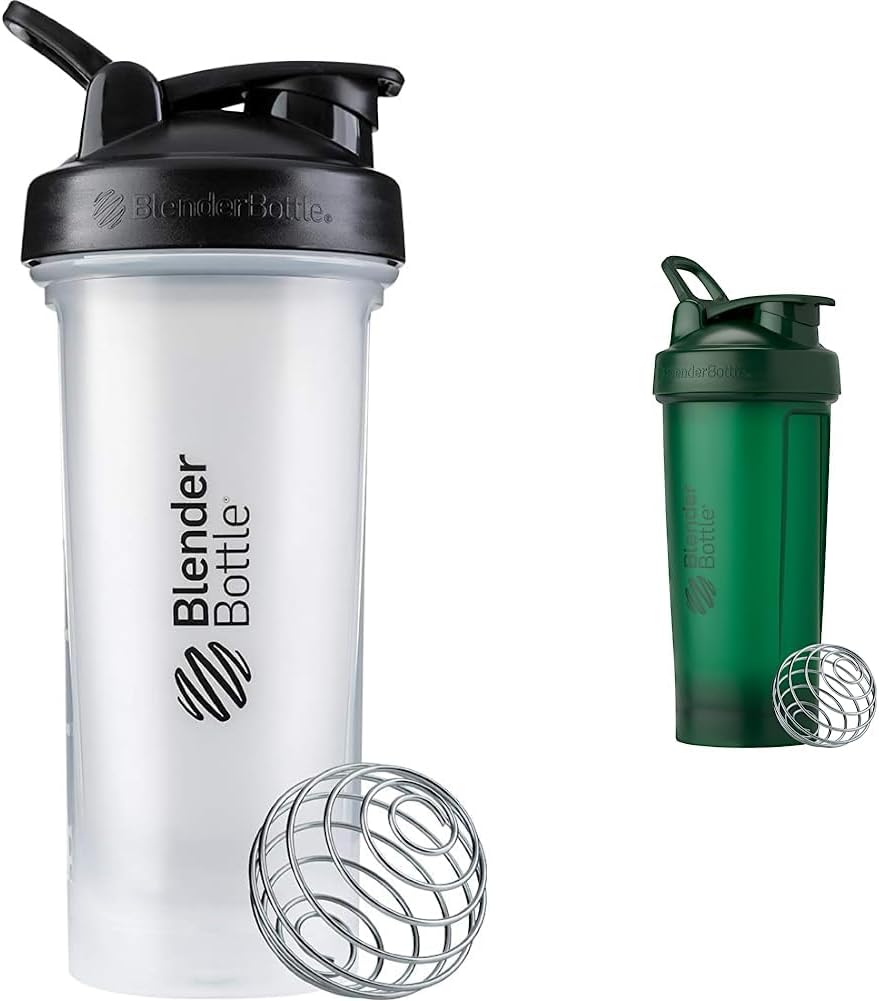BlenderBottle Classic V2 Shaker Bottle Perfect for Protein Shakes and Pre Workout, 28-Ounce, Clear/Black & Classic V2 Shaker Bottle Perfect for Protein Shakes and Pre Workout, 28-Ounce, Forest