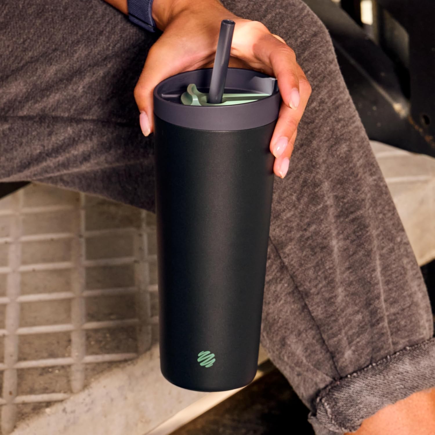 BlenderBottle Tumbler 2-in-1 Stainless Steel Shaker Bottle 24 oz, Midnight