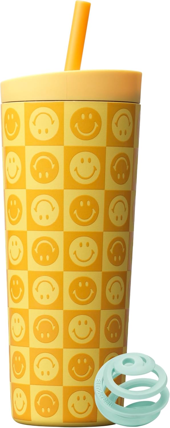 BlenderBottle Tumbler 2-in-1 Stainless Steel Shaker Bottle 24oz Kami Smiles