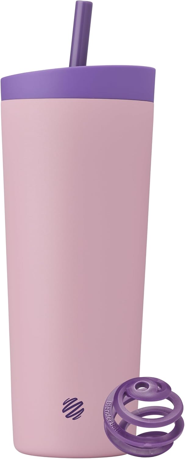 BlenderBottle Tumbler 2-in-1 Stainless Steel Shaker Cup 24 oz, Velvet Blush
