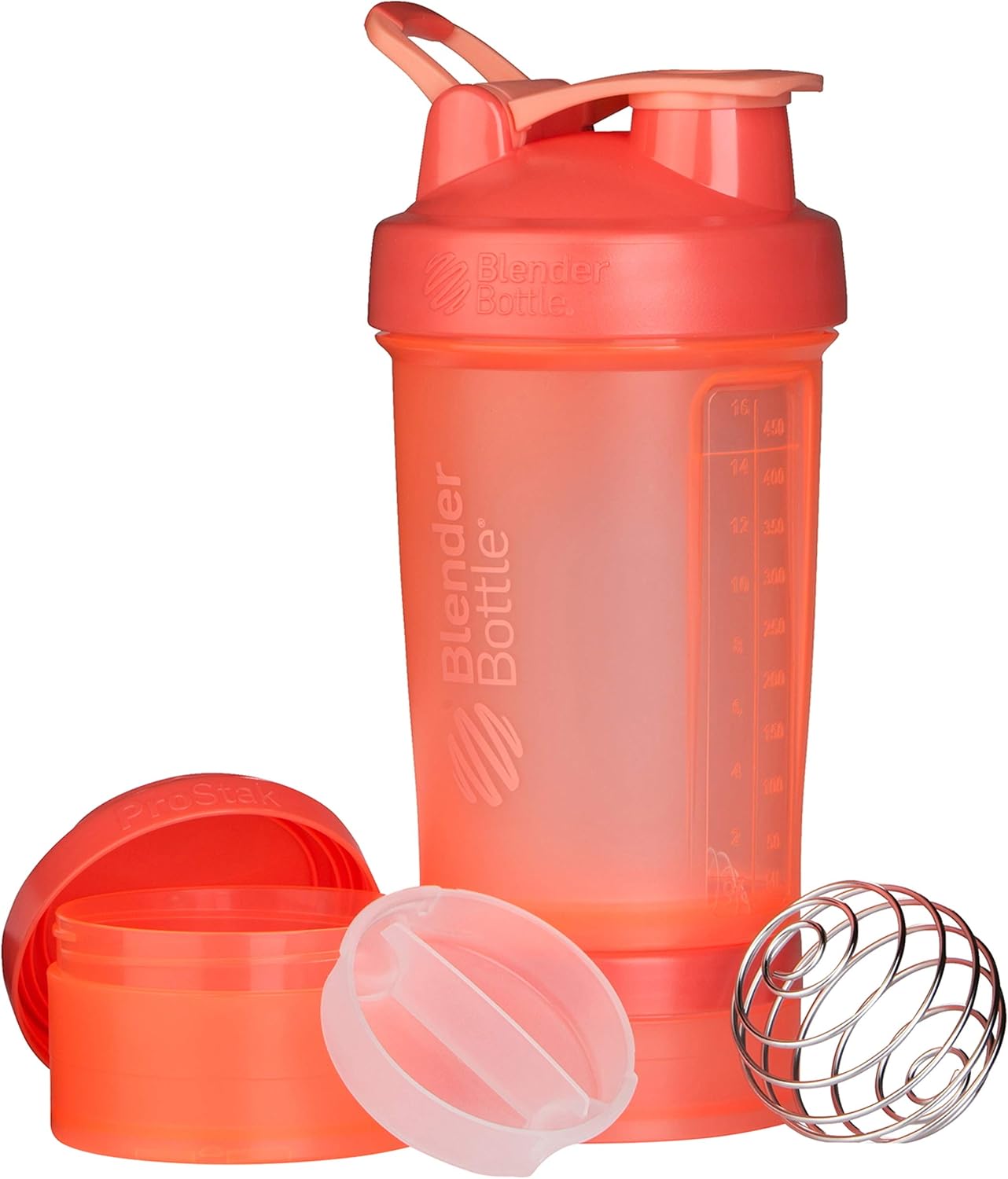 BlenderBottle ProStak System with 22-Ounce Bottle and Twist n' Lock Storage, Coral