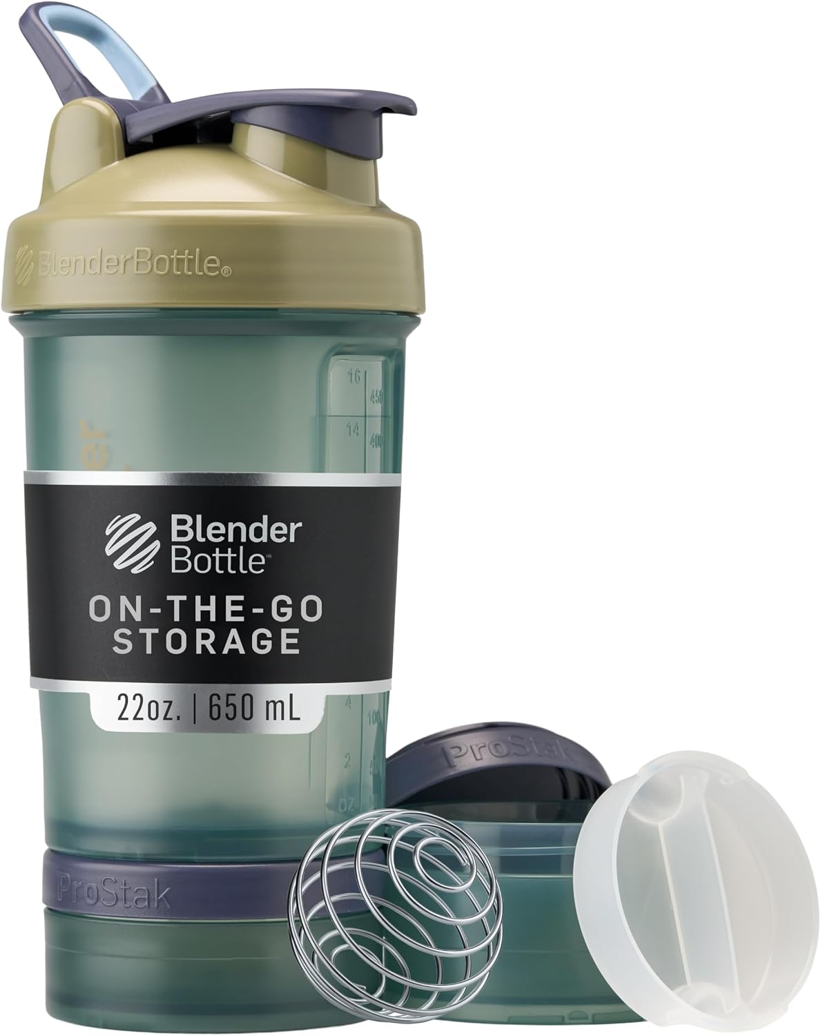 BlenderBottle ProStak Plastic Pill Organizer and Storage 22 oz Tan