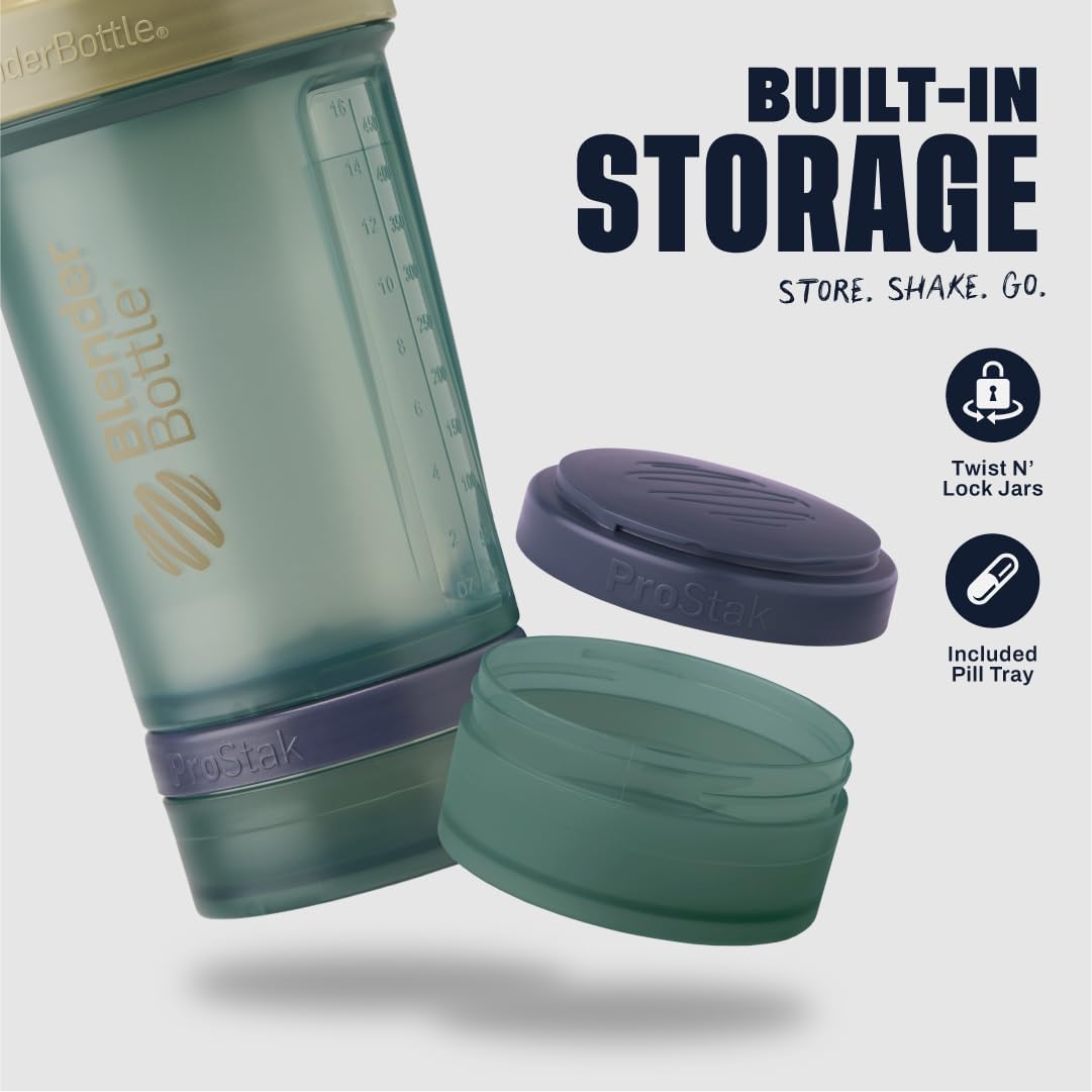 BlenderBottle ProStak Plastic Pill Organizer and Storage 22 oz Tan