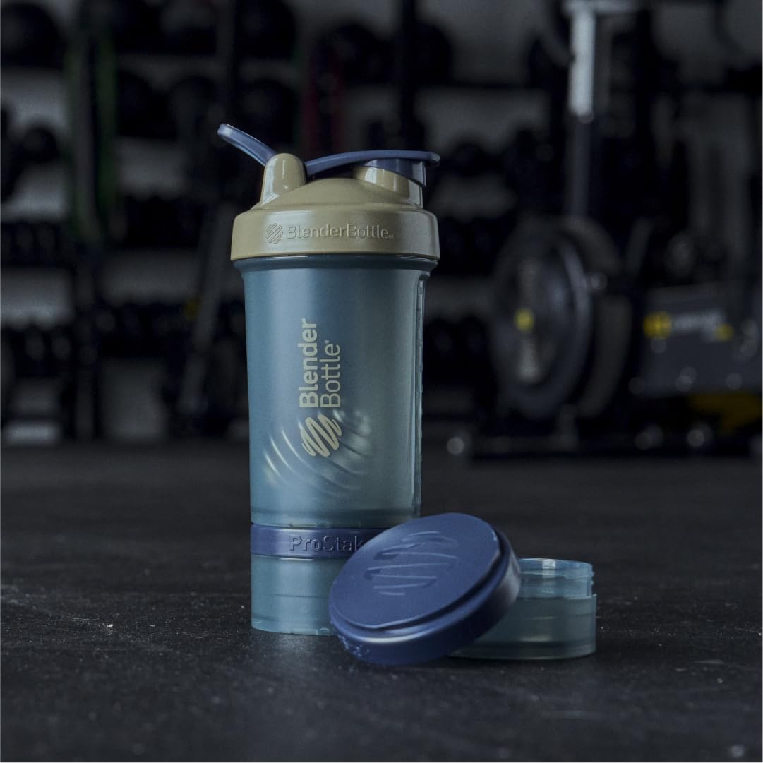 BlenderBottle ProStak Plastic Pill Organizer and Storage 22 oz Tan