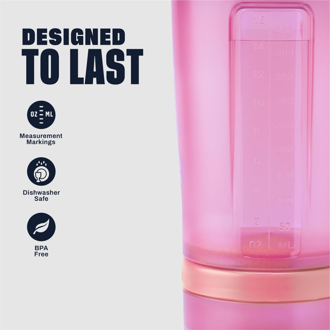 BlenderBottle ProStak Plastic Pill Organizer and Storage 22 oz Pink