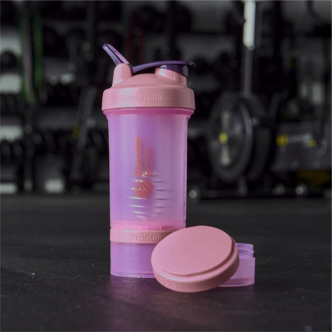 BlenderBottle ProStak Plastic Pill Organizer and Storage 22 oz Pink