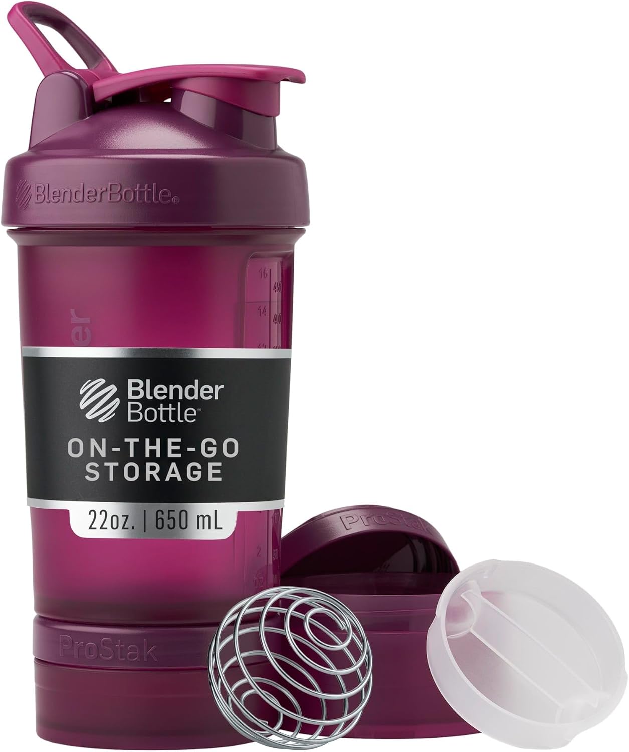 BlenderBottle ProStak Plastic Pill Organizer and Storage 22 oz Plum