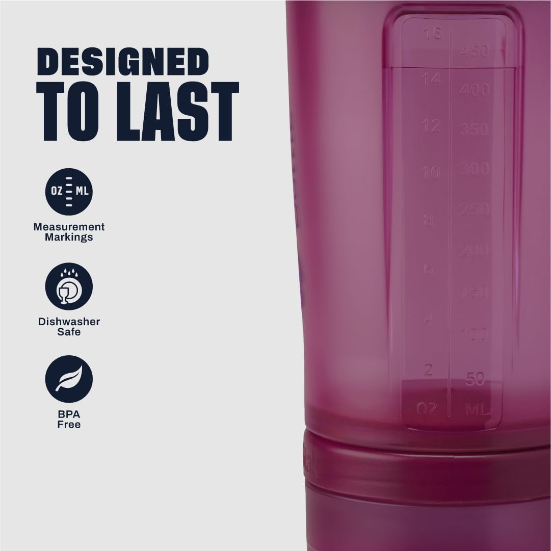 BlenderBottle ProStak Plastic Pill Organizer and Storage 22 oz Plum