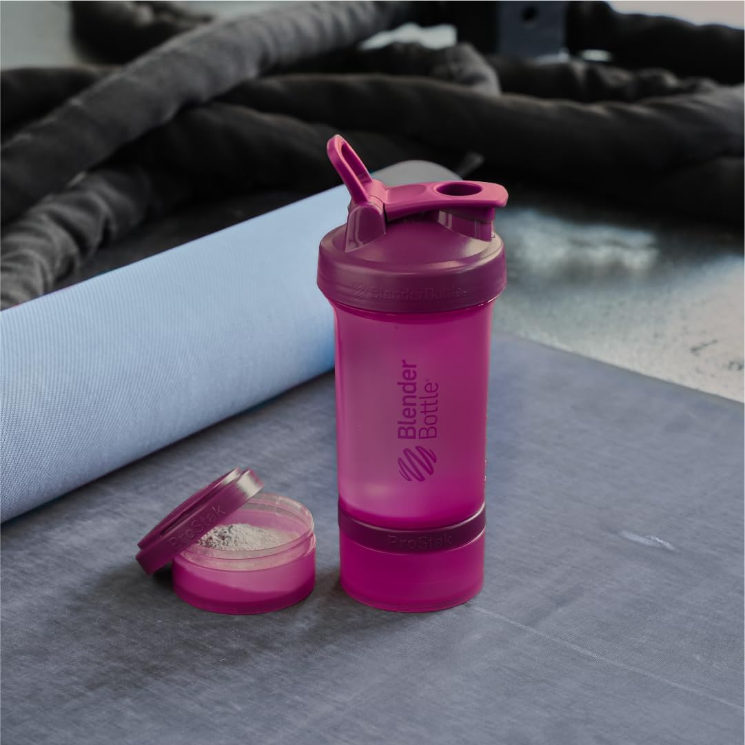 BlenderBottle ProStak Plastic Pill Organizer and Storage 22 oz Plum
