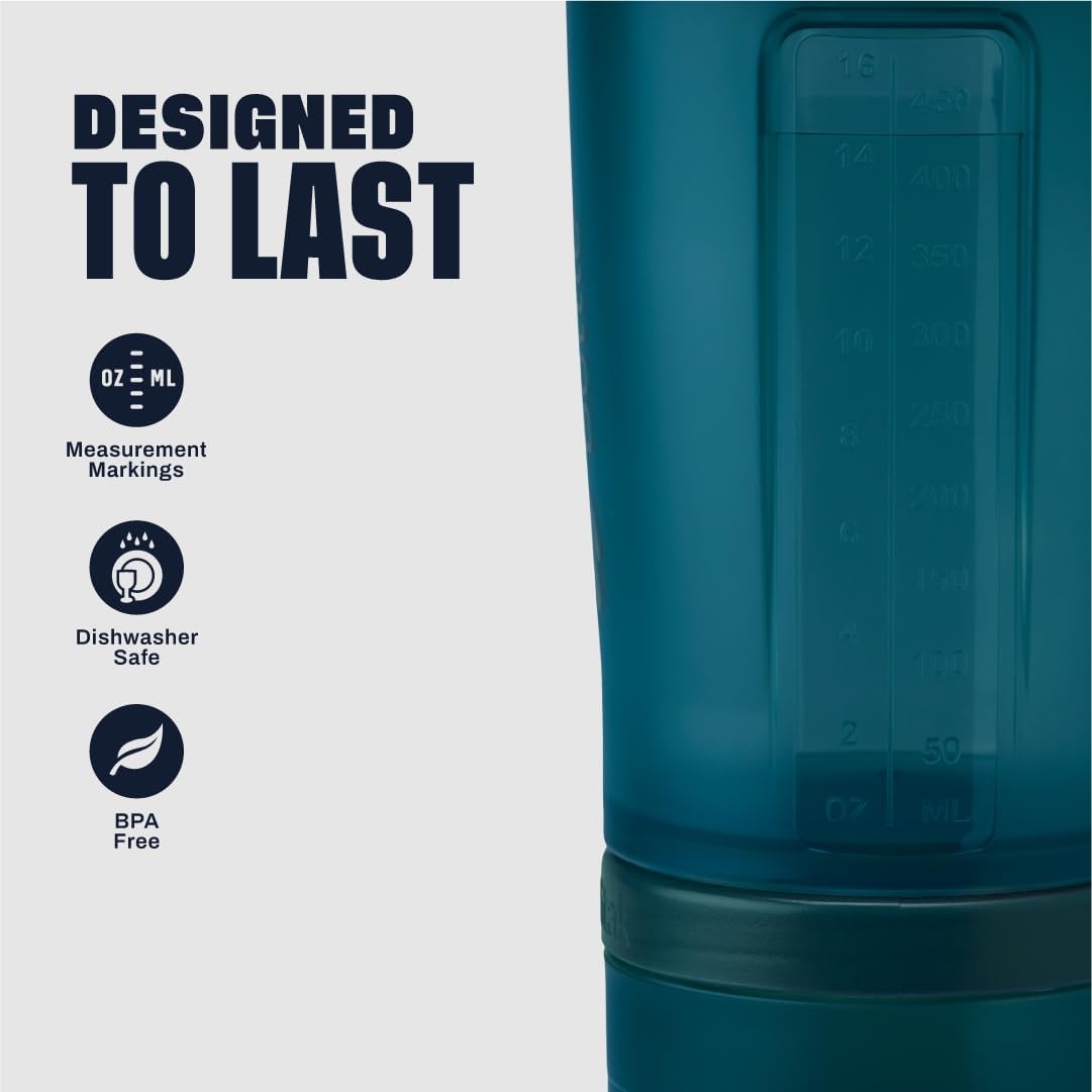 BlenderBottle ProStak Plastic Pill Organizer and Storage 22 oz Ocean Blue