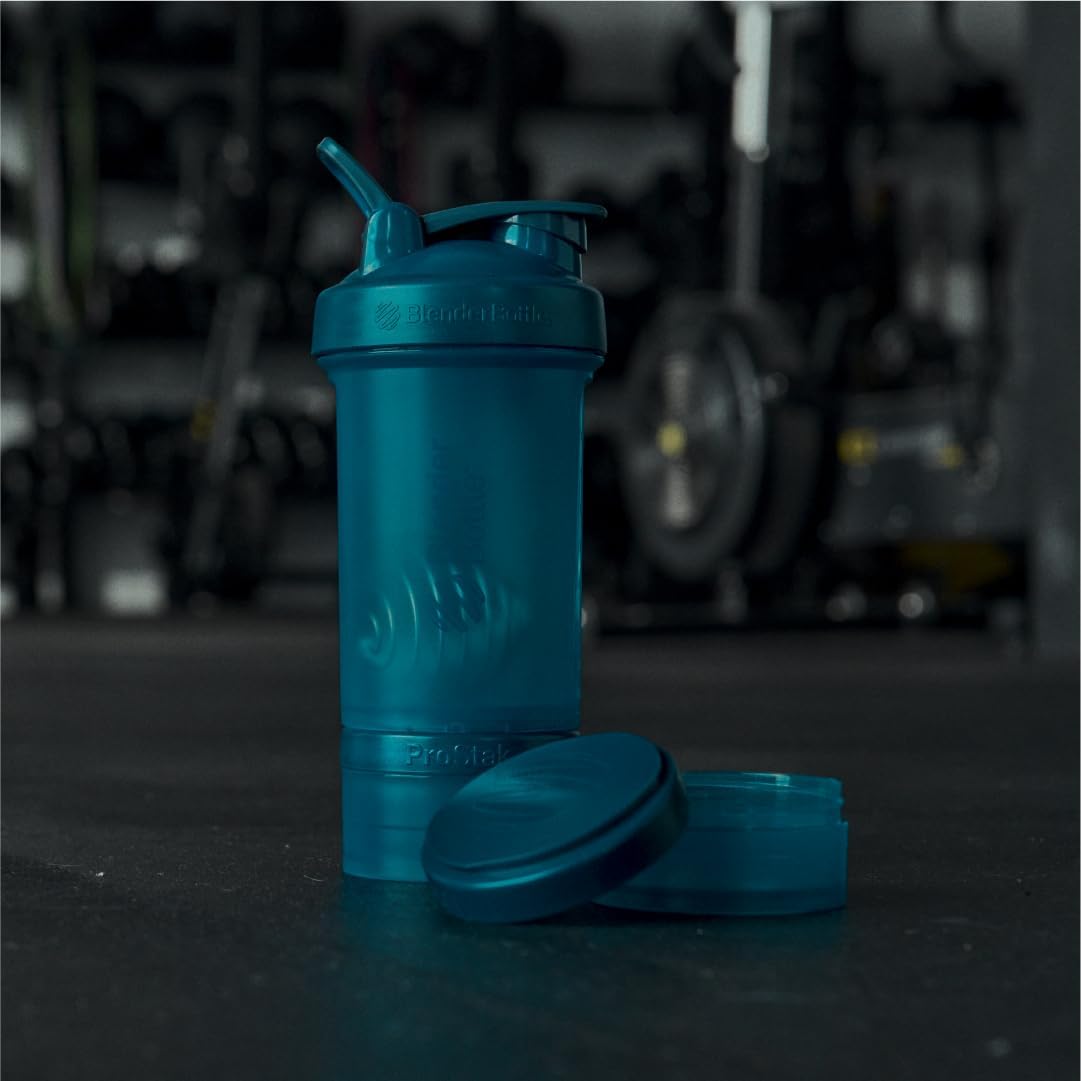 BlenderBottle ProStak Plastic Pill Organizer and Storage 22 oz Ocean Blue