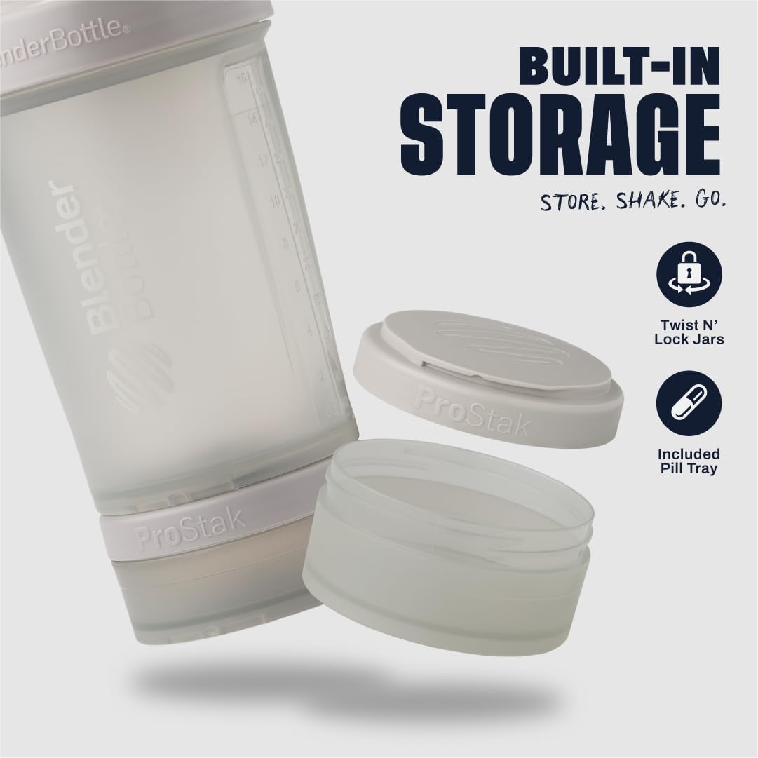 BlenderBottle ProStak Plastic Pill Organizer and Storage 22 oz Smoke Grey